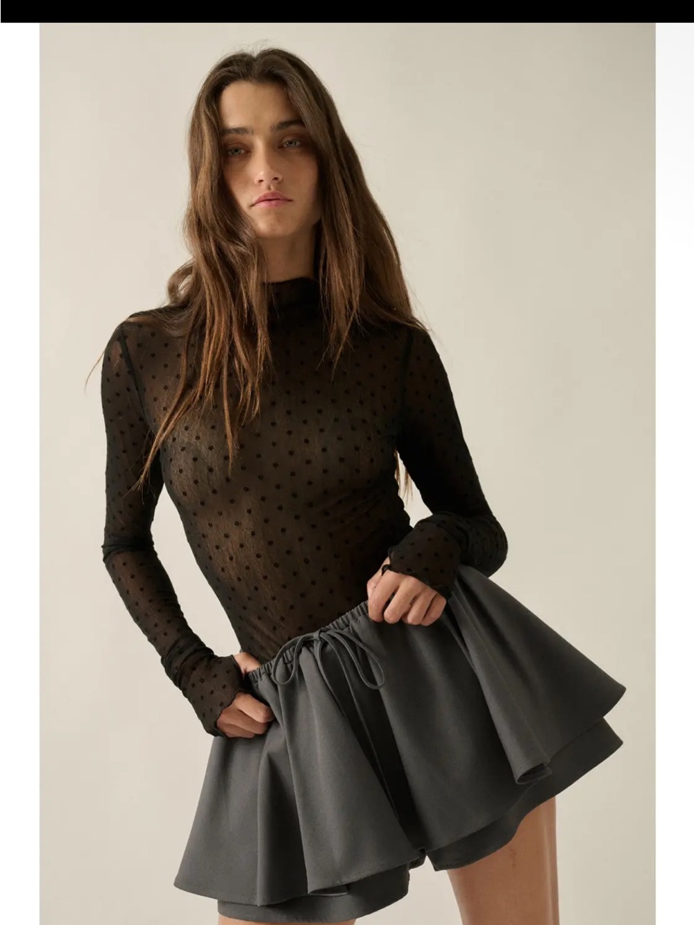 🆕🤍BLACK POLKADOT SHEER LONGSLEEVE